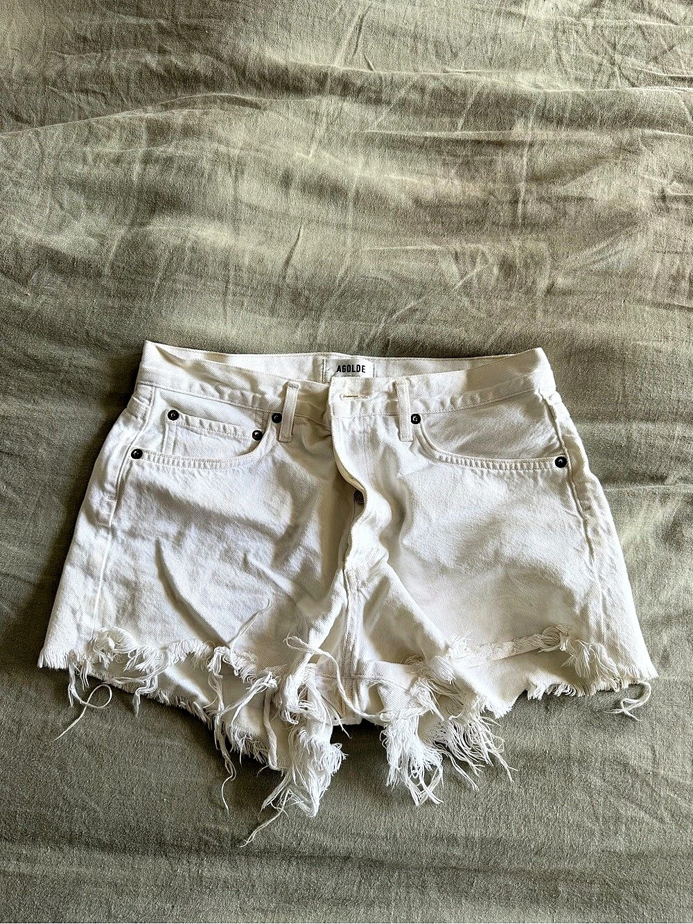 AGOLDE Parker Vintage Cut Off Short White Waist 27